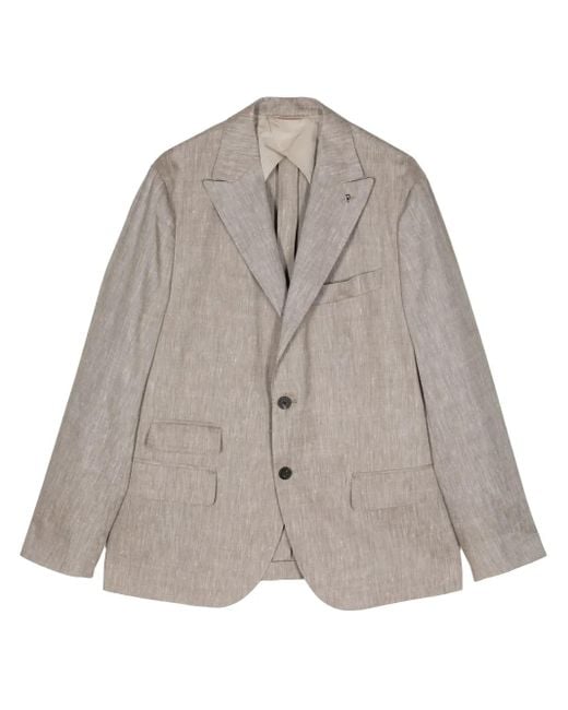 Peserico Gray Notched-Lapels Single-Breasted Blazer for men