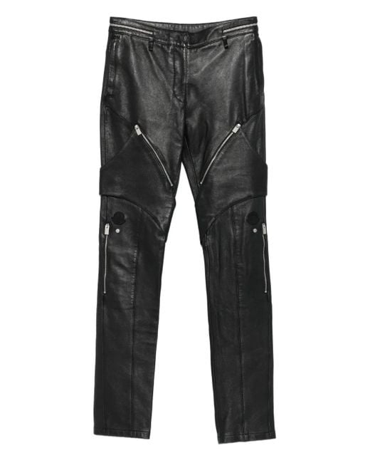 Moncler Leren Broek Met Ritszak in het Gray