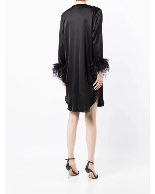Gilda & Pearl Black Camille Feather-Trim Shirt Dress