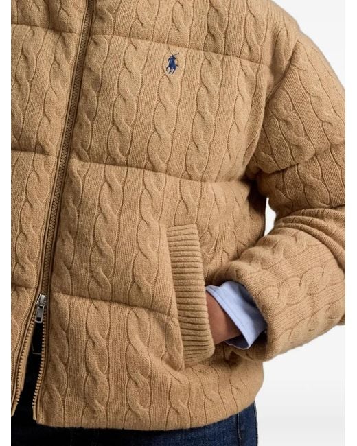Polo Ralph Lauren Natural Cable-Knit Quilted Jacket