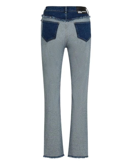 Karl Lagerfeld Blue High-Rise Straight-Leg Jeans
