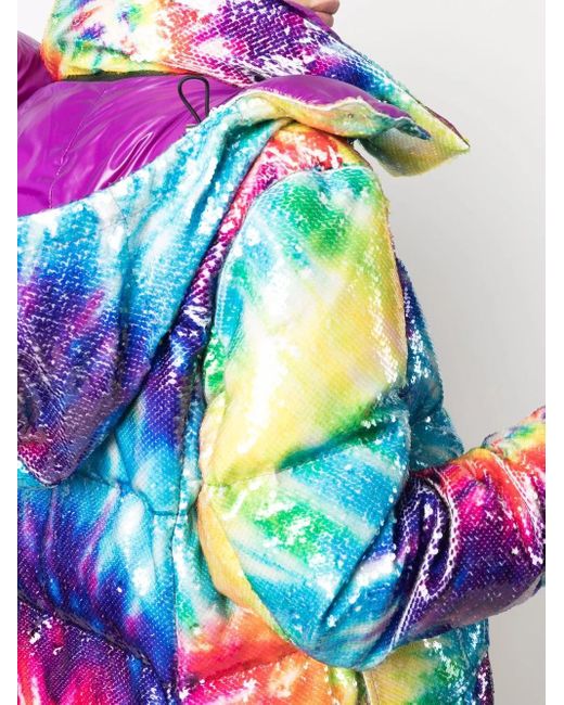 Philipp Plein Purple Tie-Dye Print Padded Coat