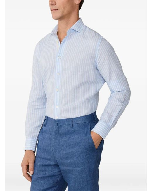 Hackett Blue Butcher-Stripe Tailored-Fit Shirt for men