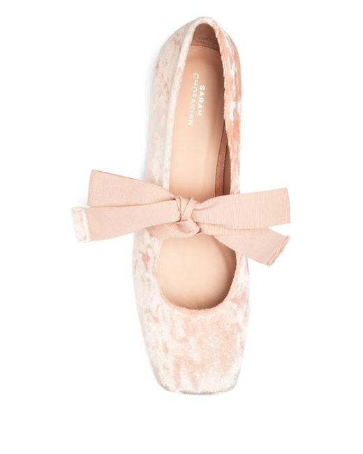 Sarah Chofakian Gris リボン フラットシューズ Pink