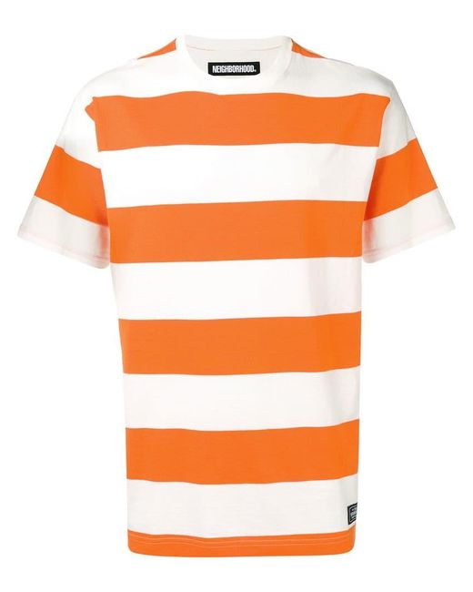 Neighborhood Orange Striped Short-sleeve T-shirt for men