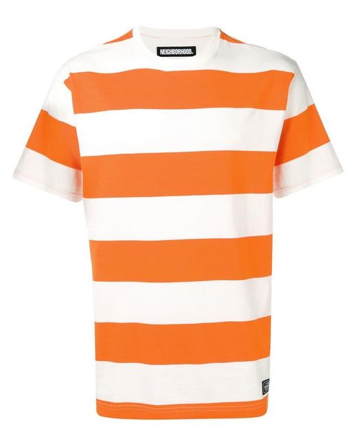 Neighborhood Orange Striped Short-sleeve T-shirt for men