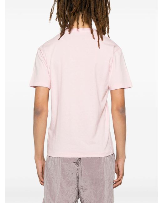 Stone Island Pink T-Shirt 'Institutional One' Print for men