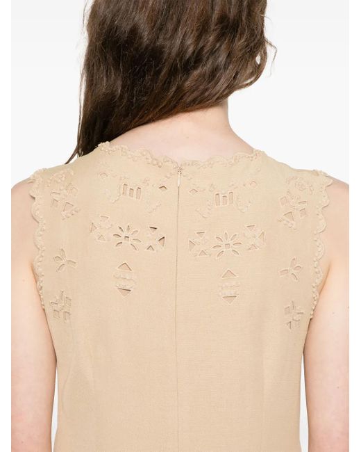 Ermanno Scervino Natural Broderie-Anglaise Midi Dress