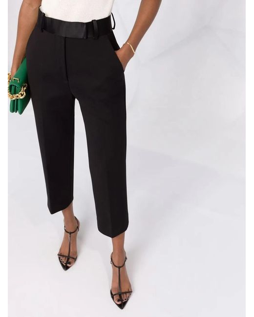 Khaite Black Cropped Straight-Leg Trousers