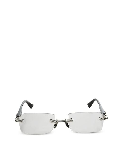 Chrome Hearts White Rimless Rectangular-Frame Sunglasses