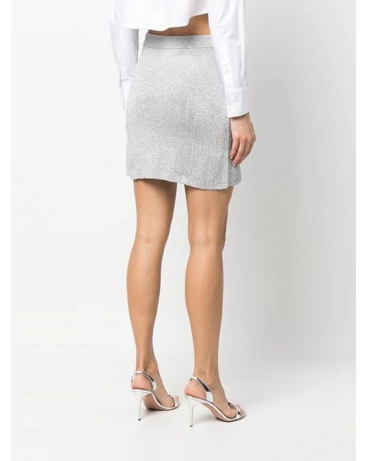 Alberta Ferretti Gray Metallic-Effect Mini Skirt