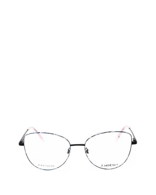 Bebe White Floral-Pattern Cat-Eye Glasses