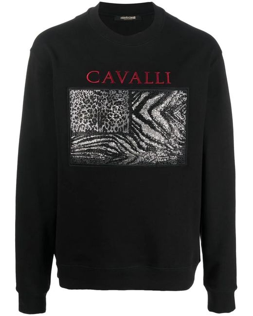Roberto Cavalli Black Logo-Print Sweatshirt for men