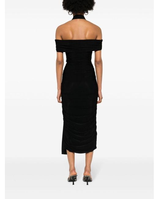 Blumarine Black Ruched Draped Maxi Dress