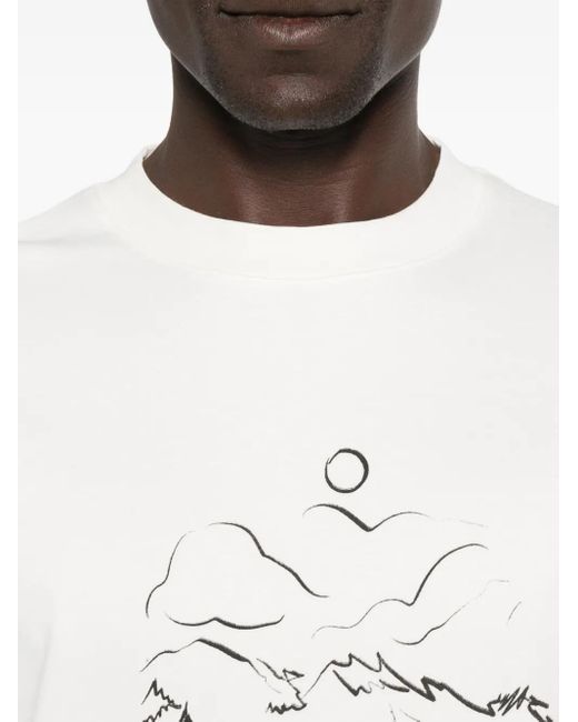 T-Shirt À Imprimé Paysage Drole de Monsieur pour homme en coloris White