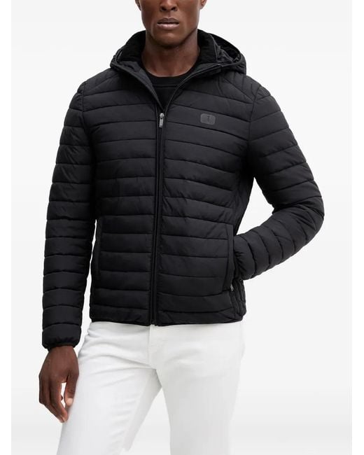 Trussardi Black Hooded Quilted Jacket for men