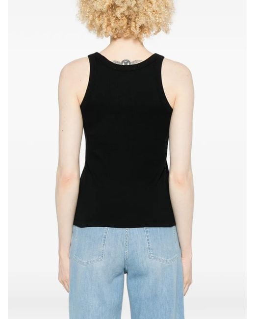 Maison Kitsuné Black Tank Top Ribbed