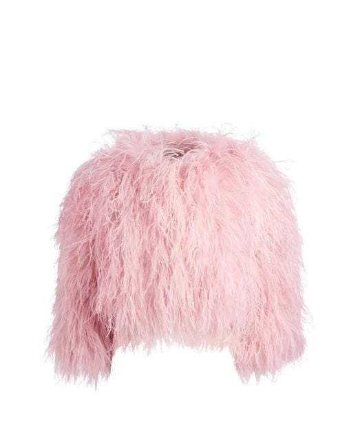 Alice + Olivia Pink Kidman Feathered Jacket