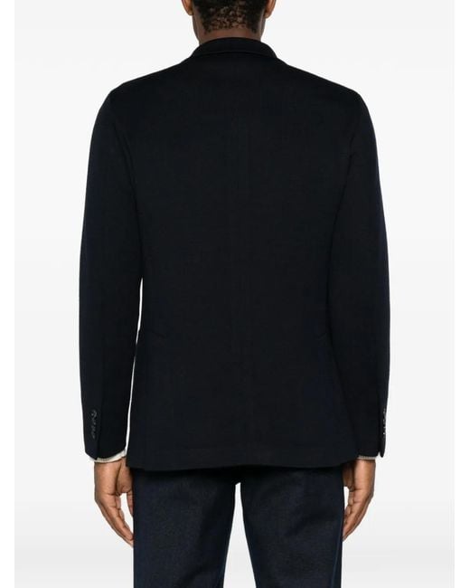 Tagliatore Black Notched-Lapels Single-Breasted Blazer for men