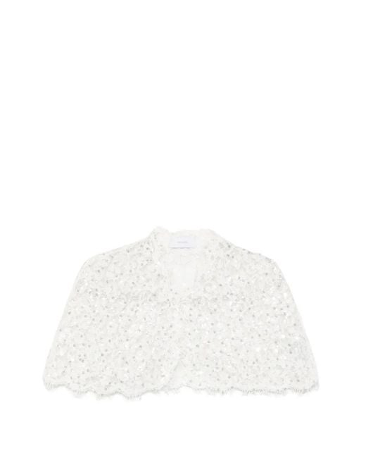 Adamaris White Sequin-Embroidered Lace Jacket
