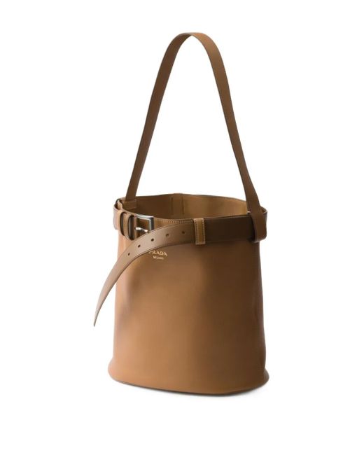 Prada Natural Buckle Bucket Bag