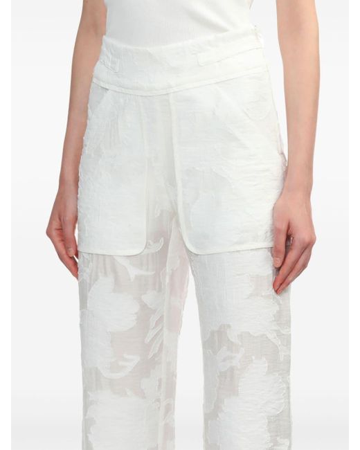 IRO White Embroidered Long-leg Trousers