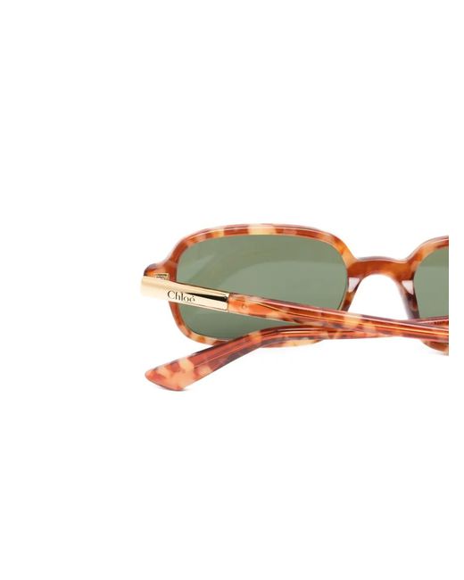 Chloé Green Tortoise Rectangle Sunglasses