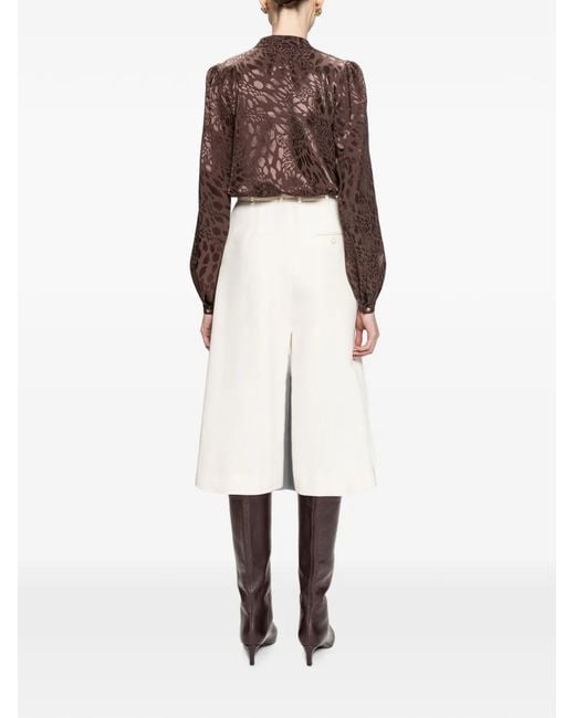 Nissa Brown Leopard-Print High-Neck Top
