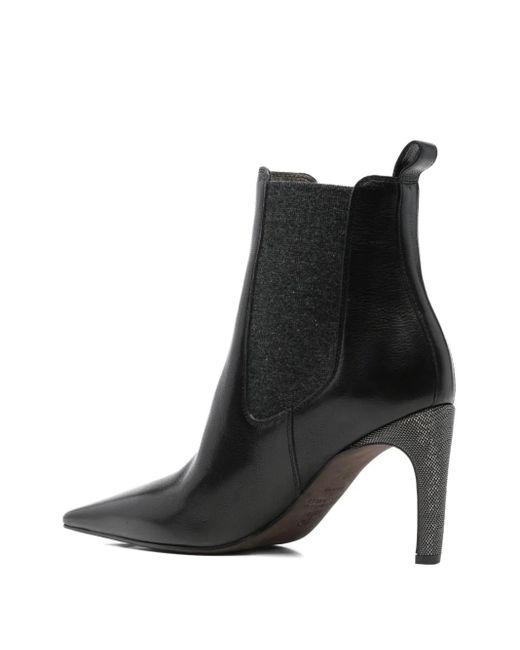 Brunello Cucinelli Black 80Mm Pointed-Toe Chelsea Boots