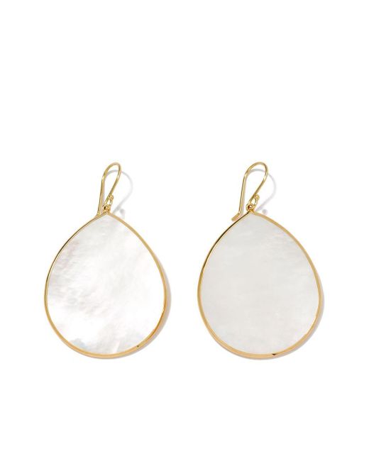 Ippolita Natural 18kt Yellow Gold Jumbo Polished Rock Candy Single Stone Teardrop Mother-of-pearl Earrings