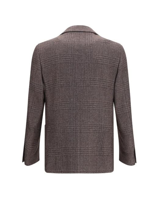 Lardini Brown Single-Breasted Checked Blazer for men