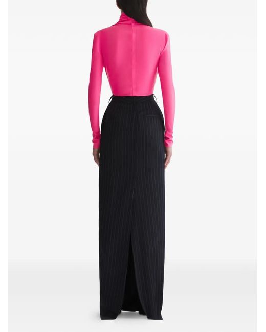 Mugler Black Jupe Fendue À Fines Rayures