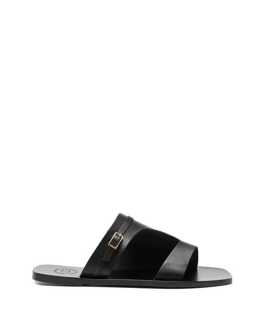 Atp Atelier Black Varna Buckle-Detail Sandals