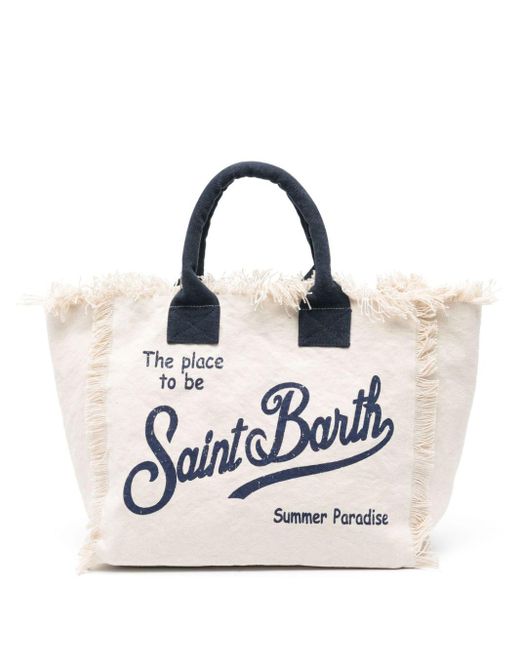Vanity canvas beach bag Mc2 Saint Barth de color White