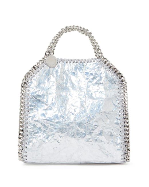 Stella McCartney Blue Mini Falabella Metallic-effect Tote Bag