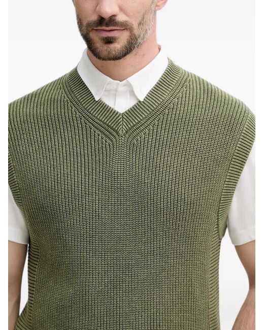 Benetton Green Pull En Maille À Col V for men