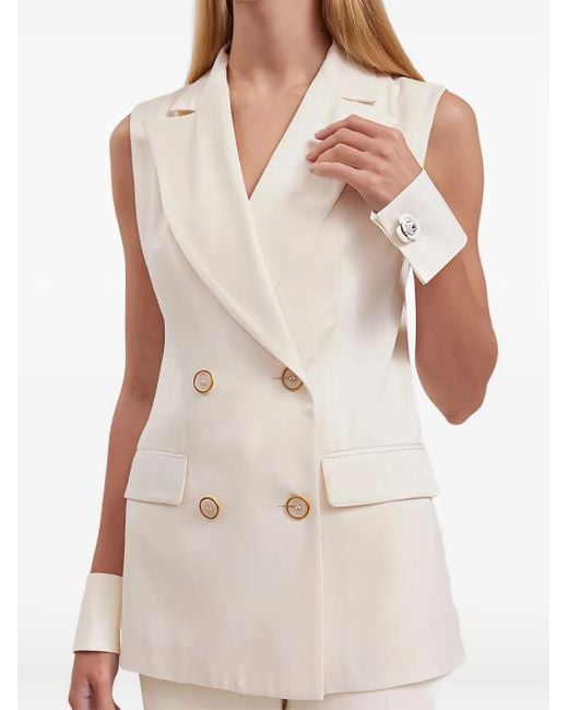 Anne Fontaine Orfevre Double-Breasted Gilet in White | Lyst