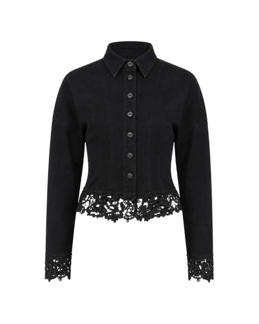 OW Collection Black Chemise Eldora Bordée De Dentelle