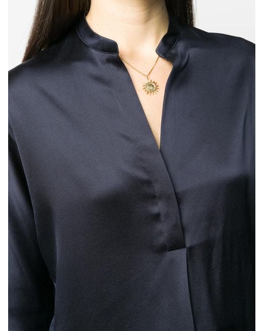 Vince Blue Long-Sleeved Open Front Blouse