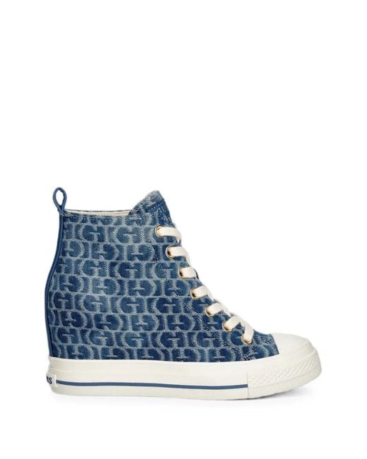 Guess Blue Sundae Logo-Print Sneakers