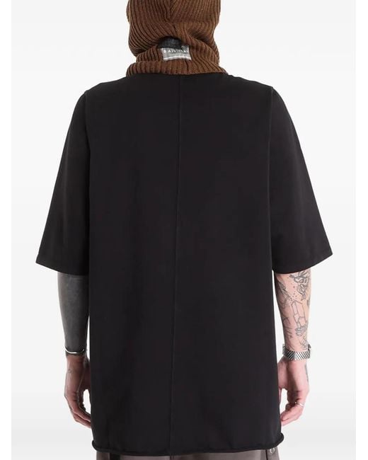 Rick Owens Black Jumbo Ss Graphic-Print Raw-Cut T-Shirt for men