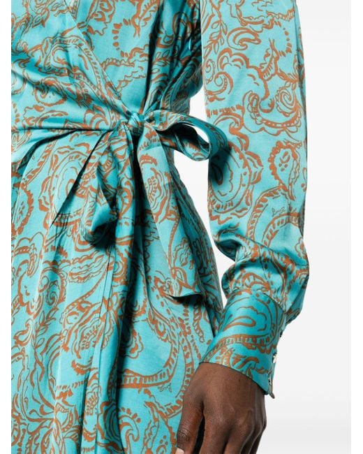 Liu Jo Blue Paisley-print Wrap Shirt Dress