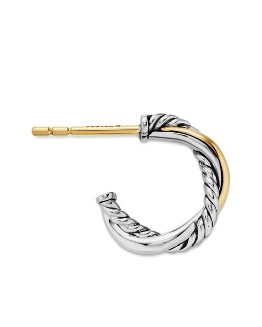David Yurman Metallic 14Kt And Sterling Petite Infinity Huggie Hoops Earrings (3Mm)