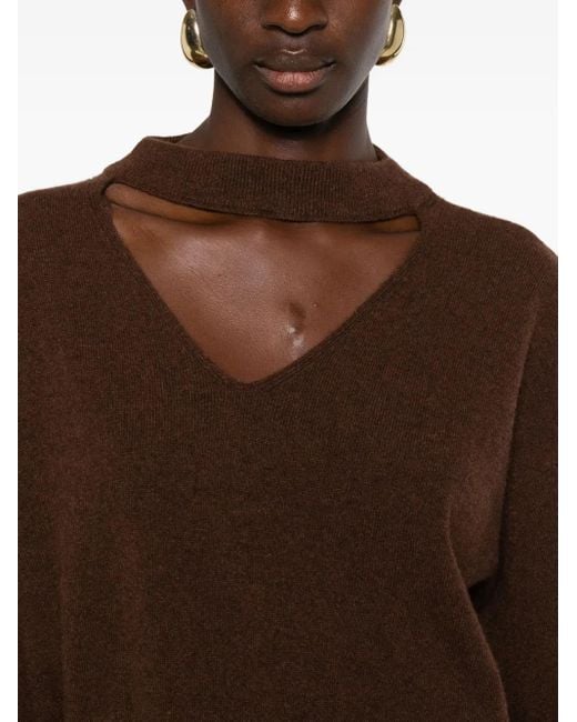 Jersey con abertura en el cuello y manga farol FEDERICA TOSI de color Brown