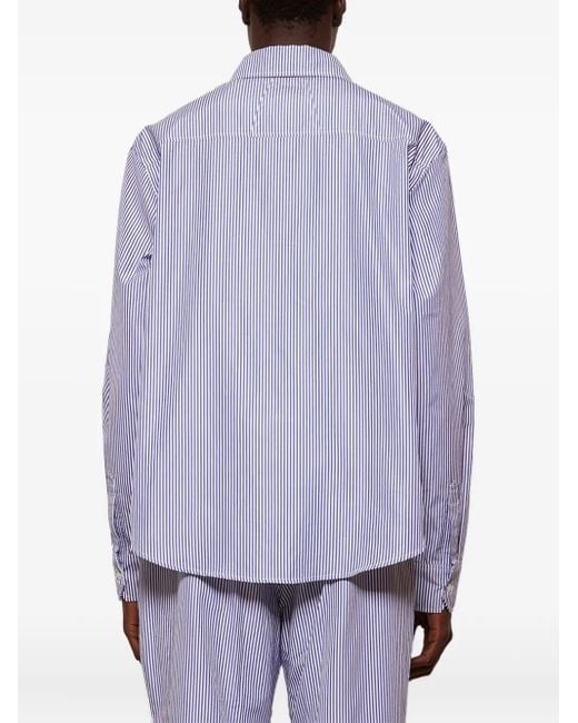 Rhude Purple Stripe-Pattern Logo-Print Shirt for men
