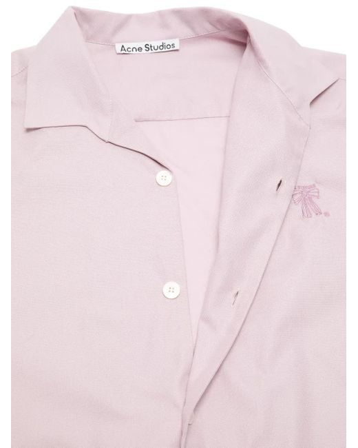 Acne Pink Embroidered-Bow Shirt for men