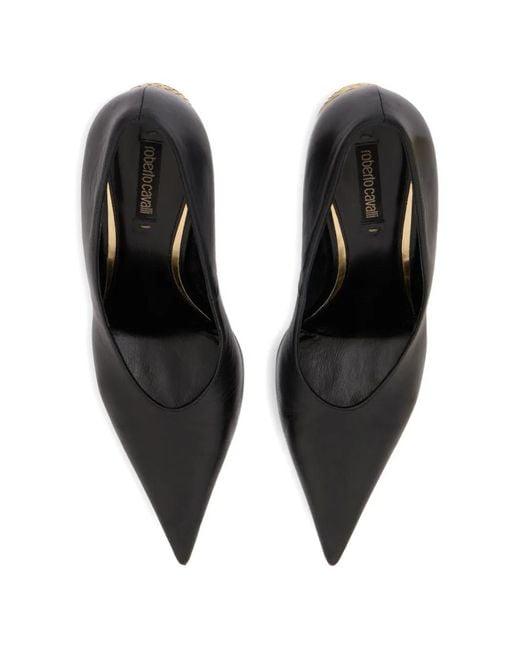Roberto Cavalli Black Serpentine Pointed-Toe Pumps