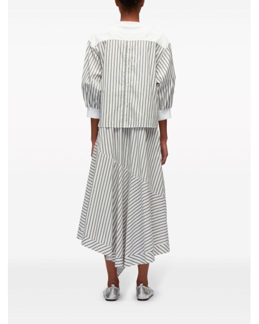 3.1 Phillip Lim White Striped Asymmetric Cotton Dress