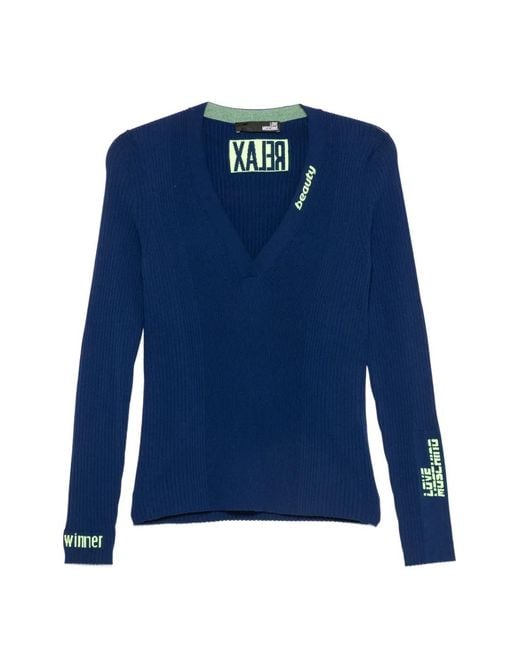 Love Moschino Blue V-Neck Sweater