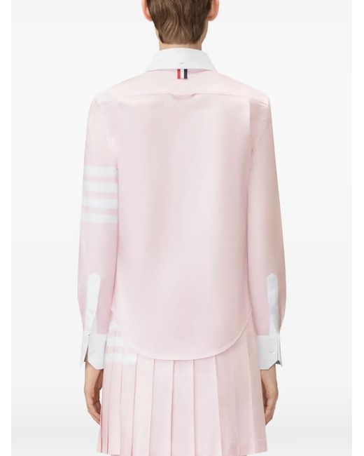Thom Browne Pink Stripe-Detail Oxford Shirt